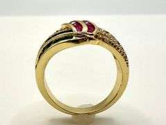 14 Kt. Gold Plate 4.75 Cwt. CZ Red, Blue, and Green Ring