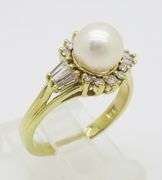 18k Gold Pearl & Diamond Halo Ring
