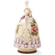 Hand-Painted Ceramic Teapot with Embossed Rose Design