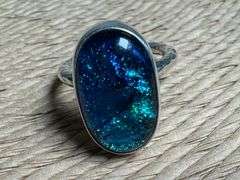 Sterling Silver 925 One of a Kind Dichroic Glass Ring Size 8
