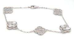 925 Sterling silver cubic zirconia 5 clover bracelet