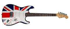 Def Leppard Rick Savage Autographed British Flag Graphics Guitar ACOA