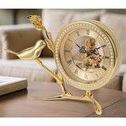 Golden Skeleton Table Clock Quartz Movement