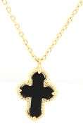 925 Sterling silver black onyx cross pendant on chain