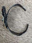 Oxidized & 18k Gold Plated Sterling Silver 925 Cuff Bracelet Adorned with Garnet, Amethyst & Aquamar