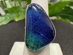 Sterling Silver 925 One of a Kind Dichroic Glass Ring Size 6