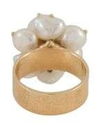 0.40ctw Diamond and Baroque Pearl Cluster Ring in 14K