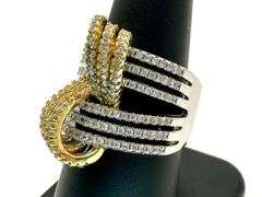 Sparkling 14 K White and Yellow Gold Plated Simulated Diamond Ring.