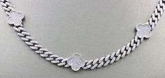 925 Sterling silver cubic zirconia clover link necklace