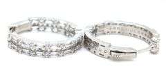 925 Sterling silver double row cubic zirconia hoop earrings