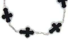 925 Sterling silver 5 black onyx cross bracelet