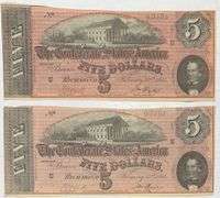 Two Consecutive Red $5 1864 Series CSA Notes