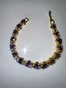 Beautiful 14 Kt Yellow Gold Plated Lab Simulated 16.5 Cttw Amethyst Diamond Tennis Bracelet