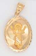 14KT Tri-Color Gold Virgin Mary Pendant
