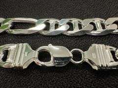 Sterling Silver 11.4mm Figaro Figarucci Chain Mariner Link 925 Italy Necklace 24"