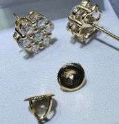 14K Yellow Gold Round Brilliant Cut Diamond Cluster Earrings of 2.60 CT