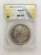 1881-S Morgan Silver Dollar, ANACS MS63