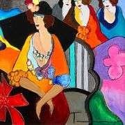 "Gossip" by Itzchak Tarkay (1935-2012)