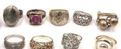 Group lot of Vintage 925 sterling silver 12 rings