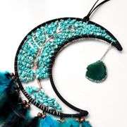 Moon Tree of Life Dream Catcher with Green Agate Stones