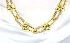 925 Sterling silver U style cubic zirconia chain necklace