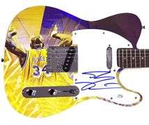 Shaquille O’neal Autographed Lakers Graphics Photo Guitar ACOA