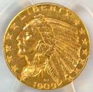 Lovely nearly Gem BU 1909-D $5 Indian Gold Piece. PCGS MS63