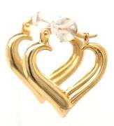 14kt Yellow gold heart shaped hoop earrings