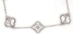 5 Clover cubic zirconia link bracelet in 925 sterling silver