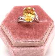 Amazing 5.86CTS Oval Brilliant Cut Citrine Ring in Sterling Silver