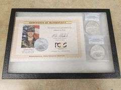 2003 Autographed Jessica Lynch Silver Eagle Set, PCGS MS69