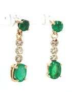 14kt Yellow gold 1.75ctw emerald and diamond dangle earrings