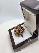 Extremely fine Antique Russian 18k gold ring hand made with 15 natural fine rubies