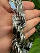 Rhodium Plated Sterling Silver Heavy Diamond-Cut Rope Chain 18mm Solid 925 Italy Necklace 26"