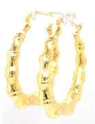 Medium bamboo style hoop earrings in 925 sterling silver