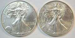 2 Key Date 1996 $1 American Silver Eagle coins in Uncirculated