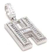 Initial H cubic zirconia pendant in 925 Sterling silver