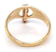 14kt Yellow gold blue sapphire and diamond ring