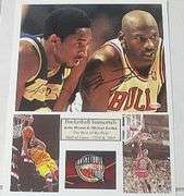 HAND SIGNED KOBE BRYANT AND MICHAEL JORDAN 8X10 MOUNTED ON A 11X14 DISPLAY WITH COA