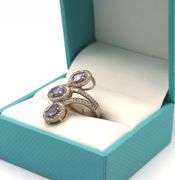 Charming 1.40CTW Oval Tanzanite & Diamonds in 14KT White Gold Over Sterling Silver