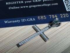 Rhodium Plated 925 Sterling Silver Moissanite Cross Pendant