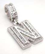 Initial N cubic zirconia pendant in 925 sterling silver