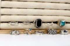 Sterling Silver .925 Curated Lot of 10 Rings Various Sizes & Styles