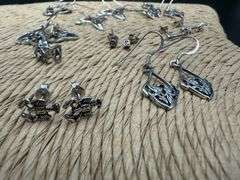 Sterling Silver Earring Assortment Various Sizes & Styles (10 Earring Lot)