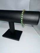 Gorgeous 18 Kt Yellow Gold Plated Simulated Emerald and Diamond Tennis Bracelet