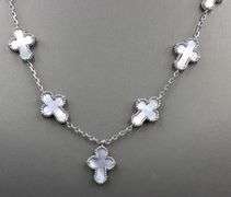 925 Sterling silver mother of pearl cross link necklace