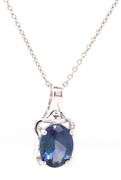 925 Sterling silver oval shaped tanzanite pendant on chain
