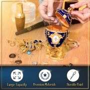 Royal Imperial Blue Russian Fabergé Egg Replica with Blue Carriage