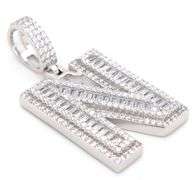 925 Sterling silver cubic zirconia N initial pendant