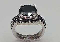 Dazzling 4.75 Ct Silk Black Lab Simulated Diamond 2 Band Ring